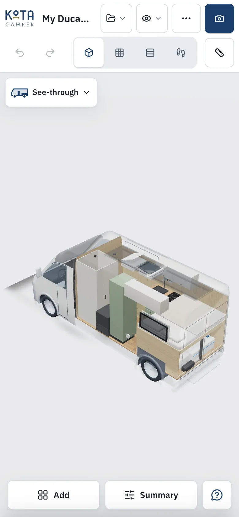 The editor on a phone, with the design saved.