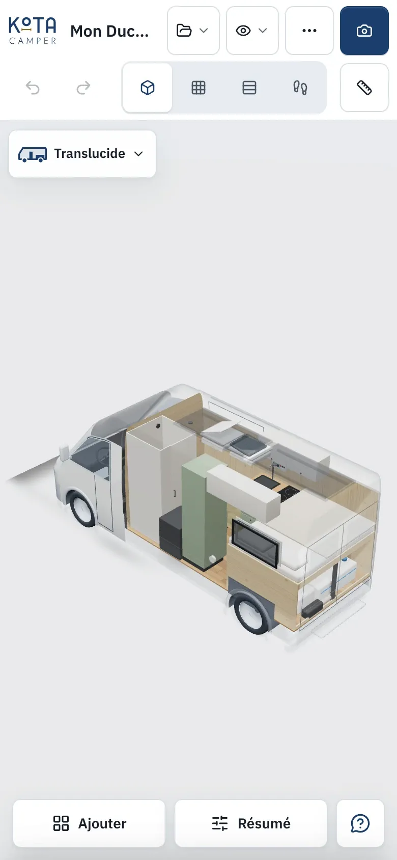 L’éditeur sur mobile, avec le projet enregistré.
